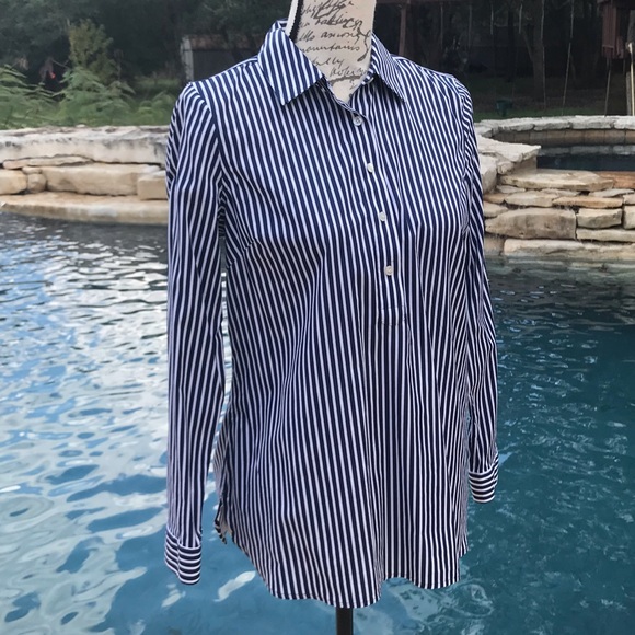 Talbots Non Iron Perfect Striped Tunic Caddy Sz 6P - Picture 2 of 10